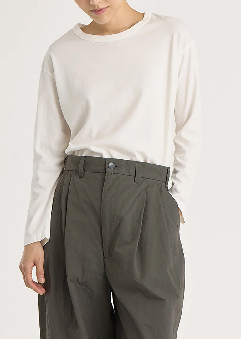 Black Crane - Long Sleeve Tee in White