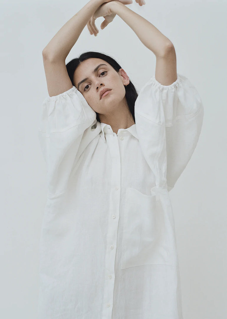 Deiji Studios - The Raglan Pocket Dress in White