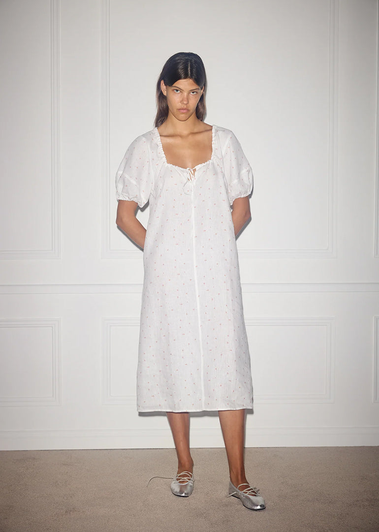 Deiji Studios - The Curved Seam Midi Dress in Corsage Print