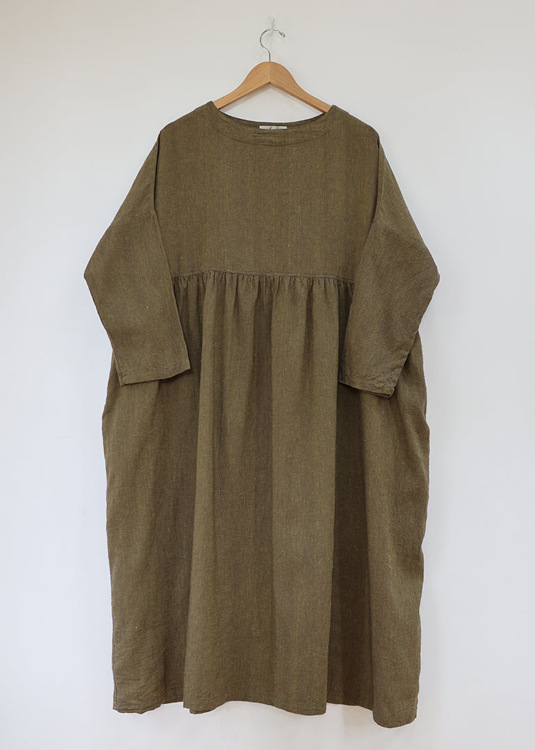 Ichi Antiquites - Herringbone Dress in Charcoal (Kelp-ish)