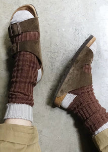 Ichi Antiquites - Organic Cotton Two Tone Socks in Brown / Grey
