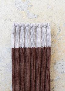 Ichi Antiquites - Organic Cotton Two Tone Socks in Brown / Grey