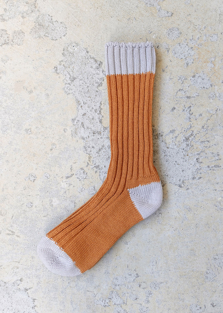 Ichi Antiquites - Organic Cotton Two Tone Socks in Mustard / Grey