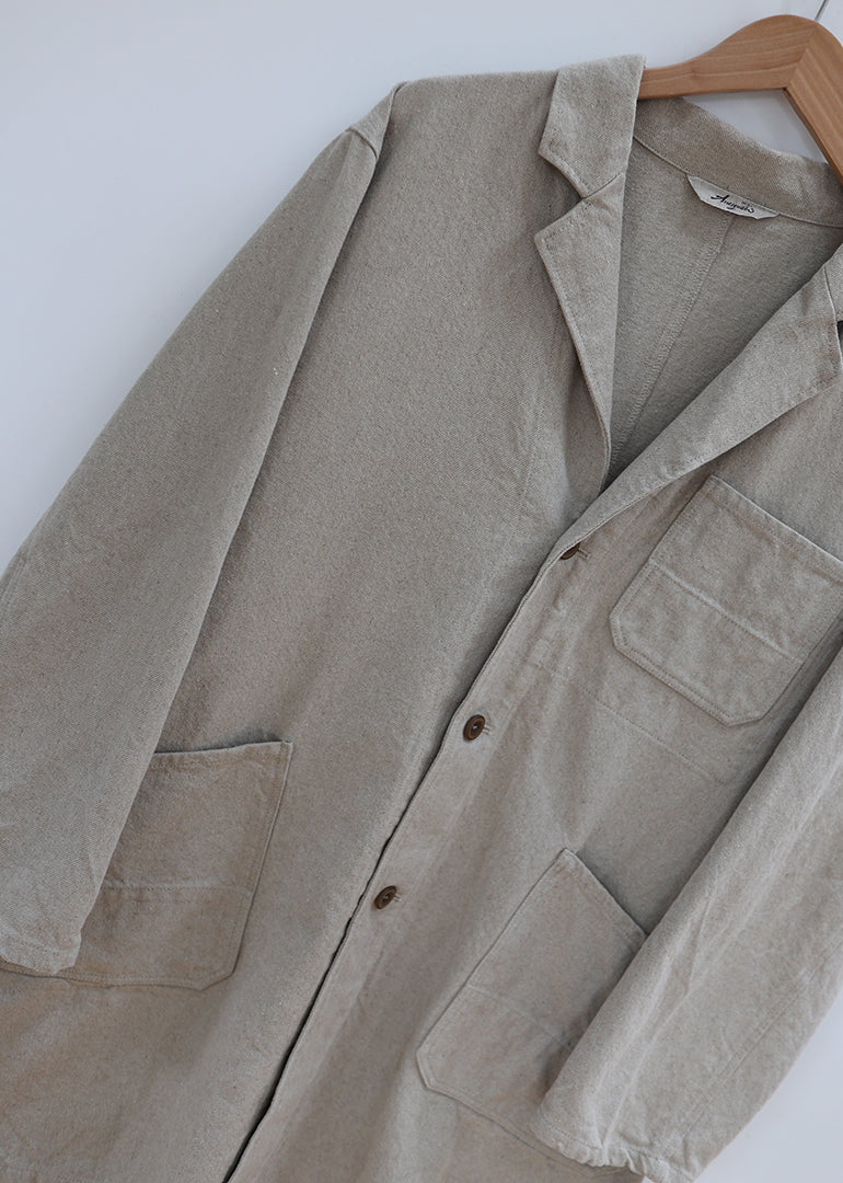 Ichi Antiquites - Woven Cotton Linen Canvas Jacket in Natural