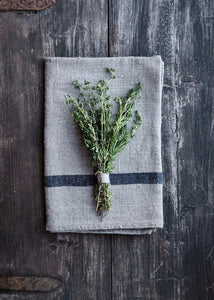 Kitchen Cloth in Thick Natural Linen With Navy Stripe