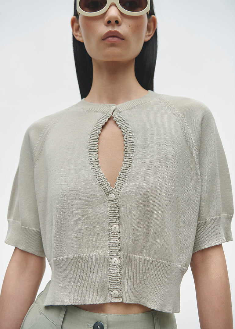 Cordera - Organic Cotton Cut-Out Top in Pearl Grey