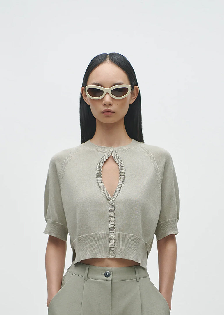 Cordera - Organic Cotton Cut-Out Top in Pearl Grey