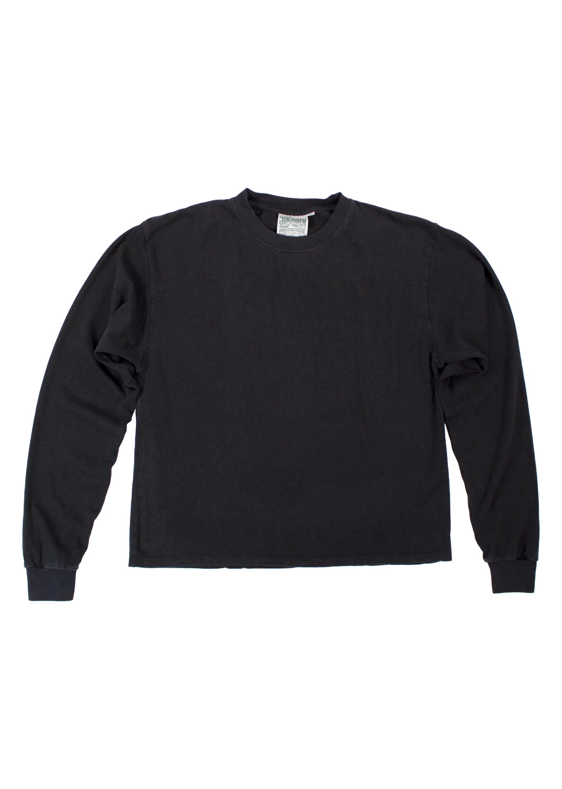 Jungmaven - Tatoosh Wool / Hemp Cropped Long Sleeve Tee in Black