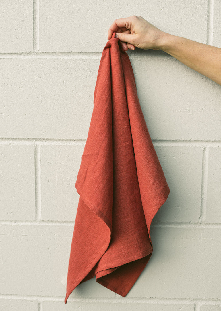 Magic Linen - Tea Towel in Natural, Cinnamon, Grey Blue, Tan, Clay, Charcoal Grey or Moss