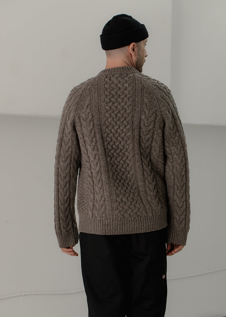 Bare Knitwear Porteau Cable Crew in Root
