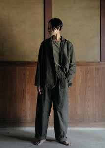 Black Crane - Crinkled Wide Trouser - Dark Grey