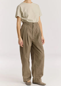 Black Crane - Crinkled Wide Trouser - Mud