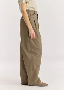 Black Crane - Crinkled Wide Trouser - Mud