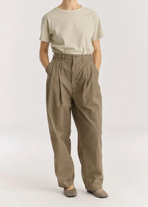 Black Crane - Crinkled Wide Trouser - Mud