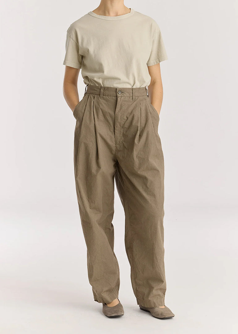 Black Crane - Crinkled Wide Trouser - Mud