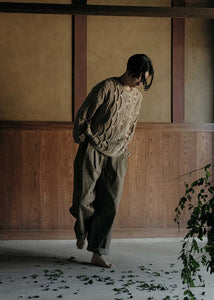 Black Crane - Crinkled Wide Trouser - Mud