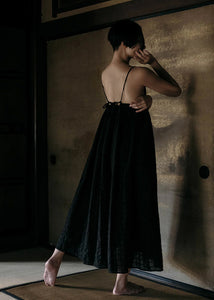Black Crane - Ripple Strap Dress in Black