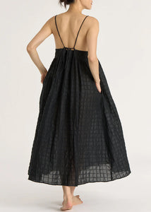 Black Crane - Ripple Strap Dress in Black