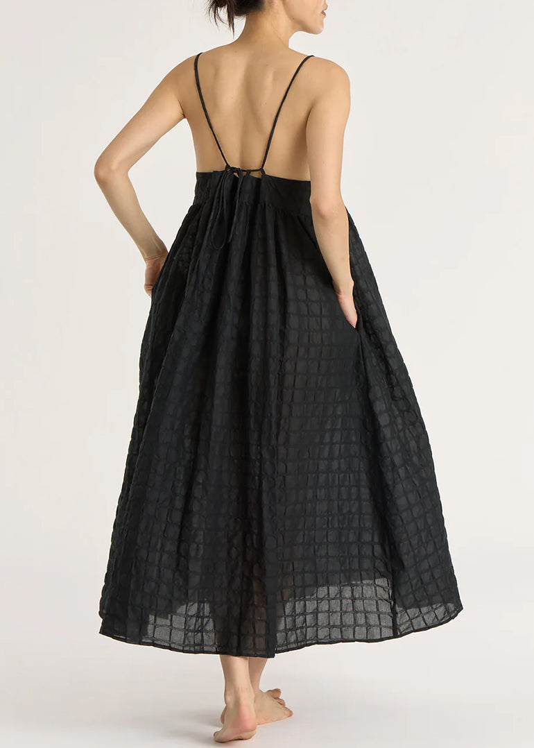 Black Crane - Ripple Strap Dress in Black