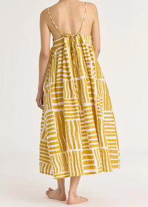 Black Crane - Strap Dress - Print Gold