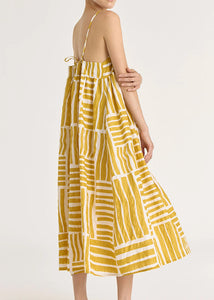 Black Crane - Strap Dress - Print Gold
