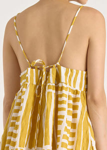 Black Crane - Strap Dress - Print Gold