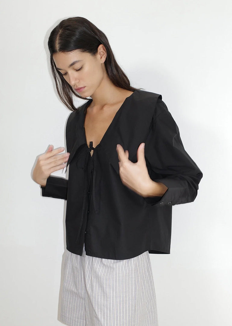 Deiji Studios - The Collared Tie Shirt in Black