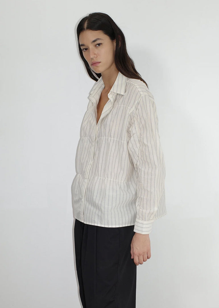 Deiji Studios - The Oversized Gathered Shirt in Raquette Stripe
