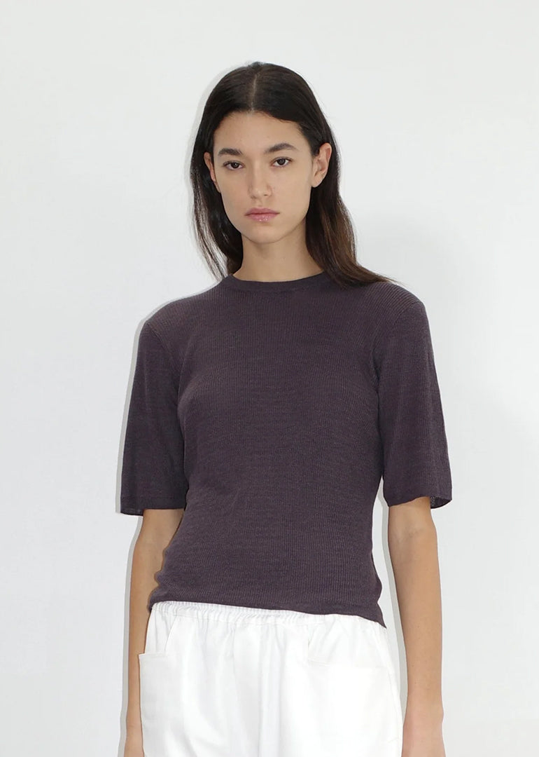 Deiji Studios - The Split Back Tee in Eggplant