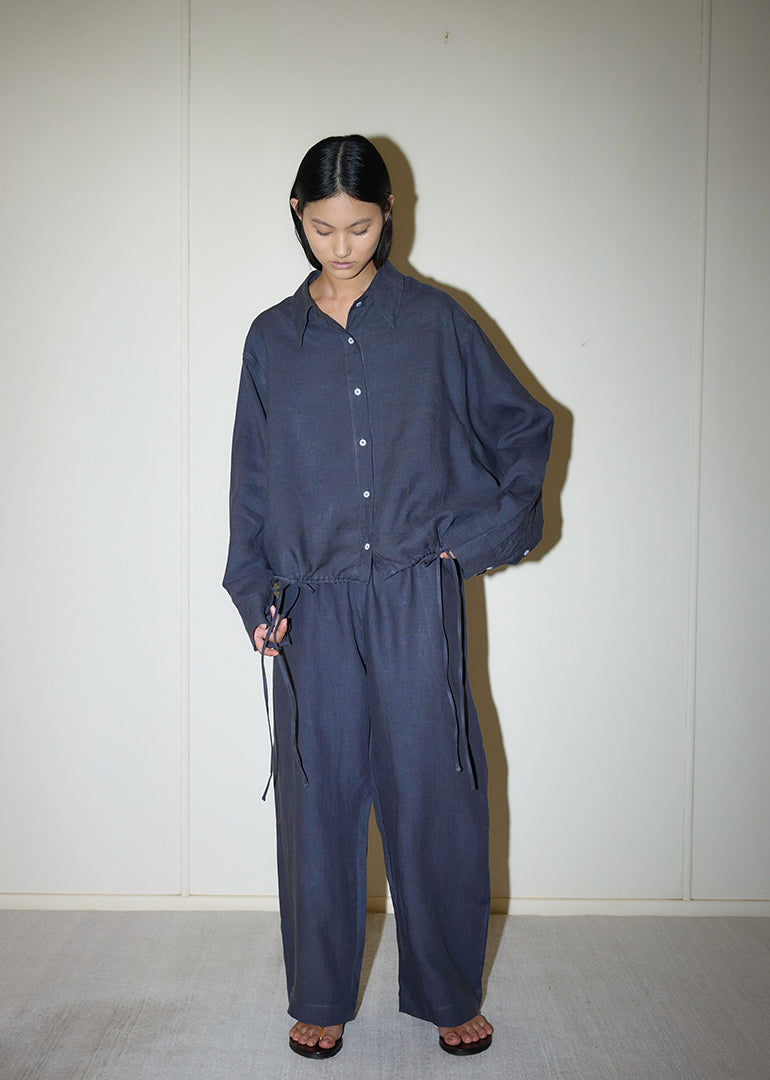 Deiji Studios - The Tie Hem Linen Set in Ink