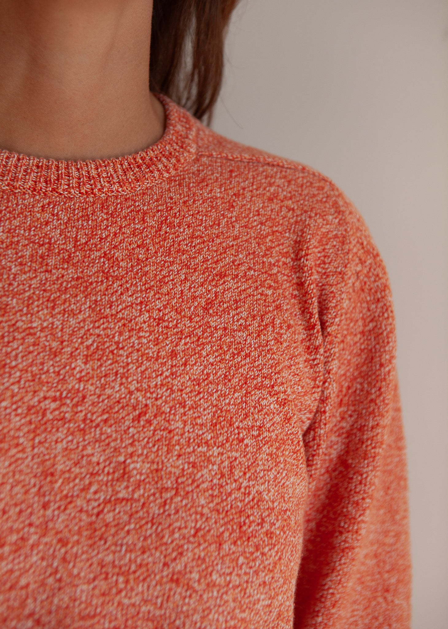 Orange Melange Cotton Knit Sweater