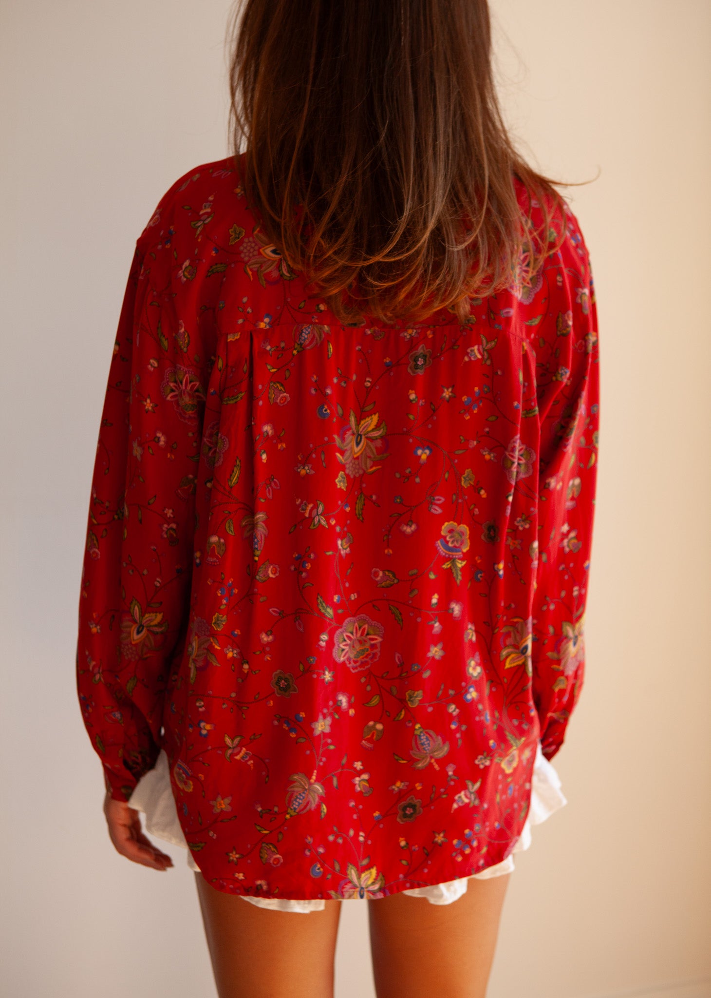 Silk Red Paisley Floral Shirt
