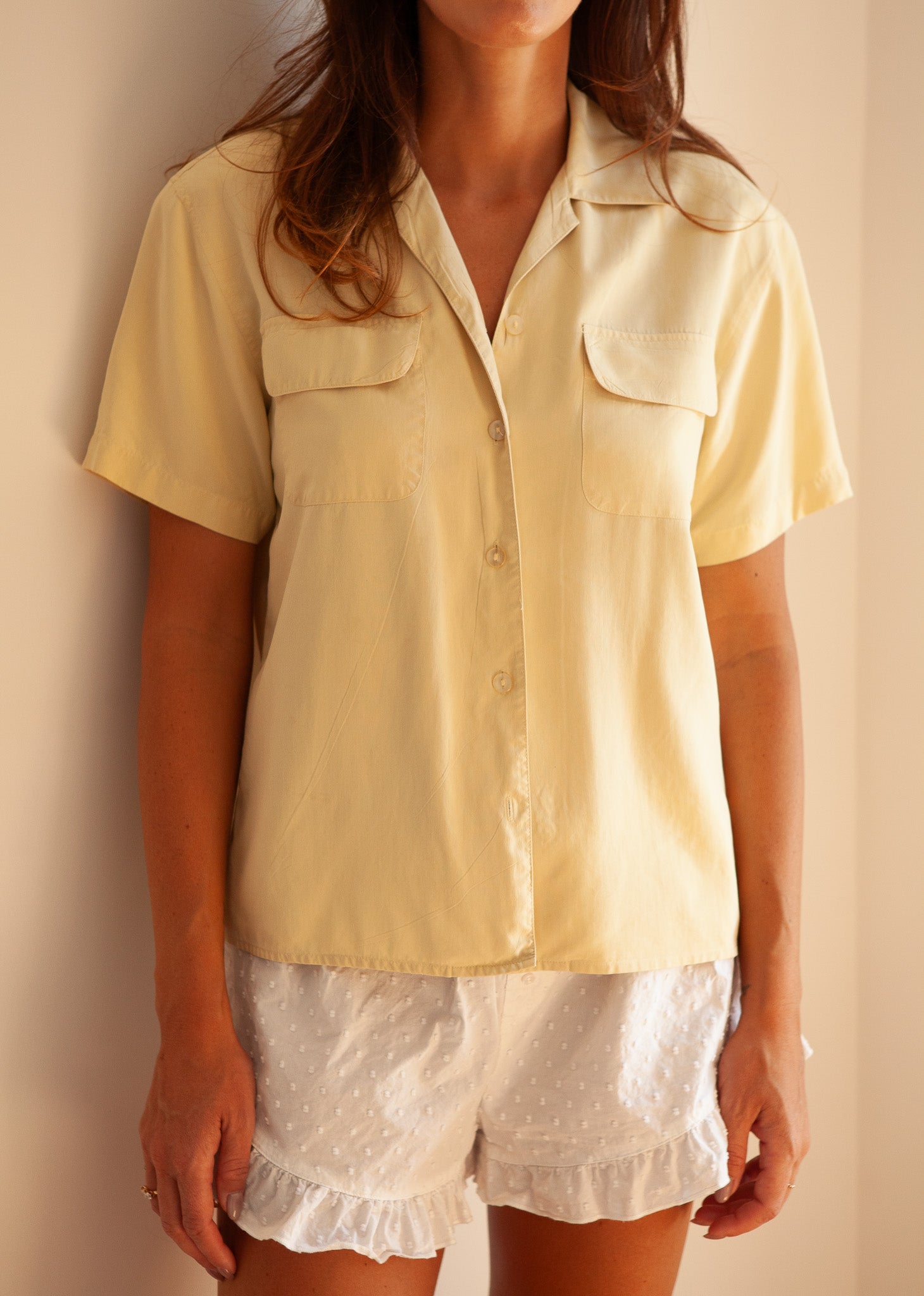 Yellow Silk Short Sleeve Shirt