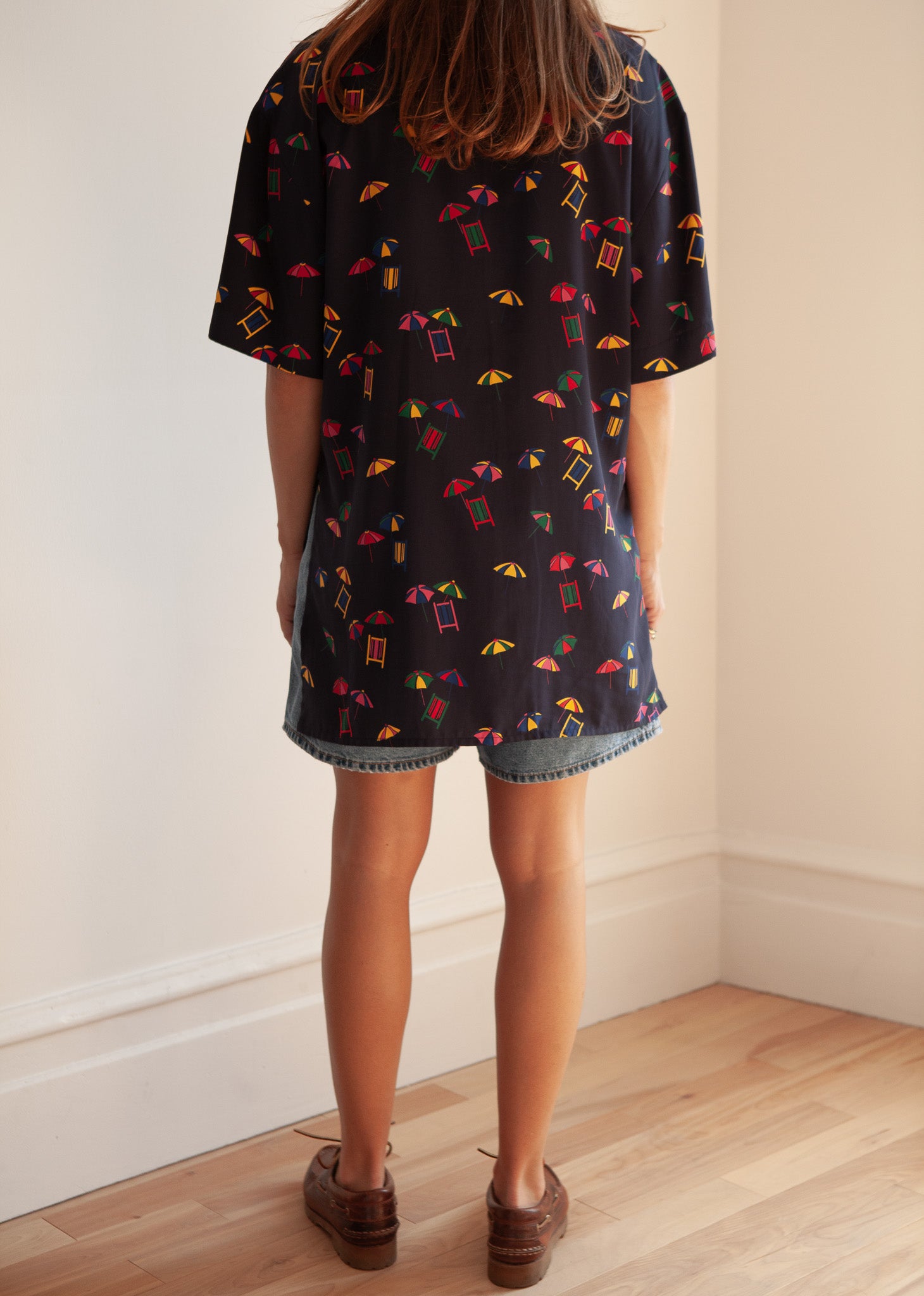 Navy Printed Short-Sleeve Shirt