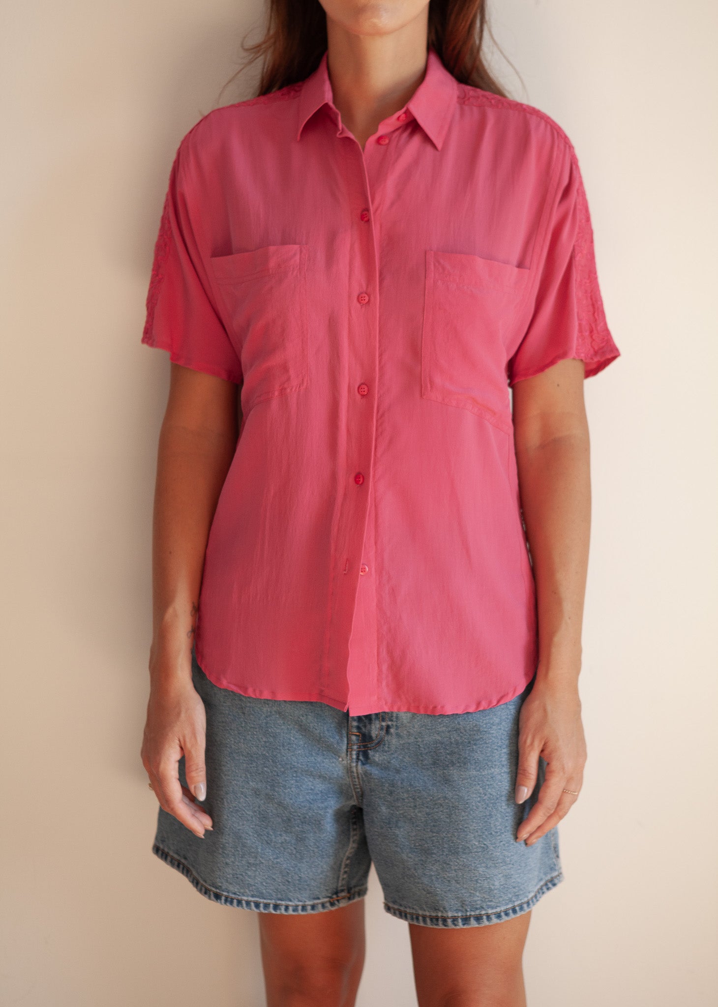 Vintage Pink Silk Shirt