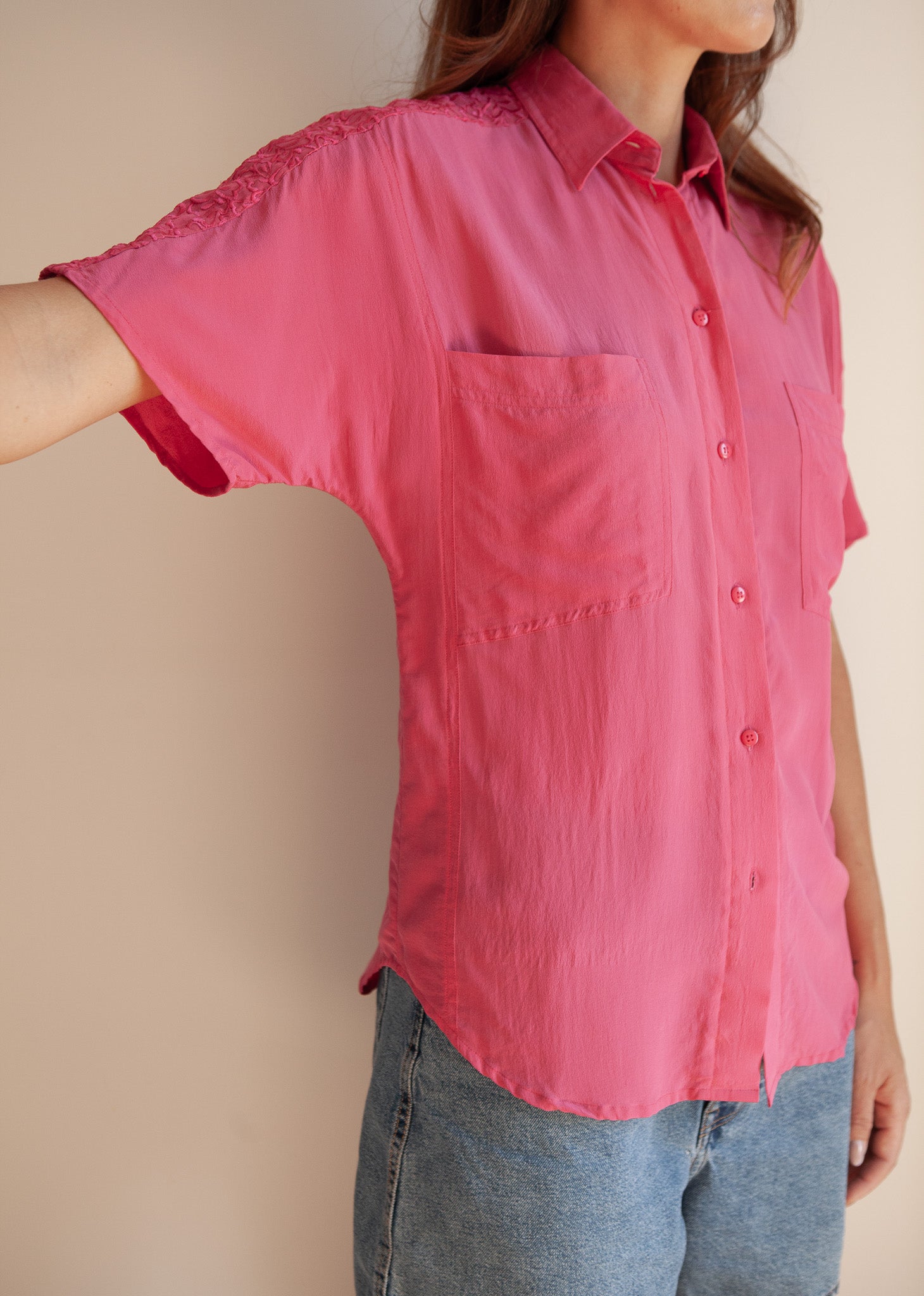 Vintage Pink Silk Shirt