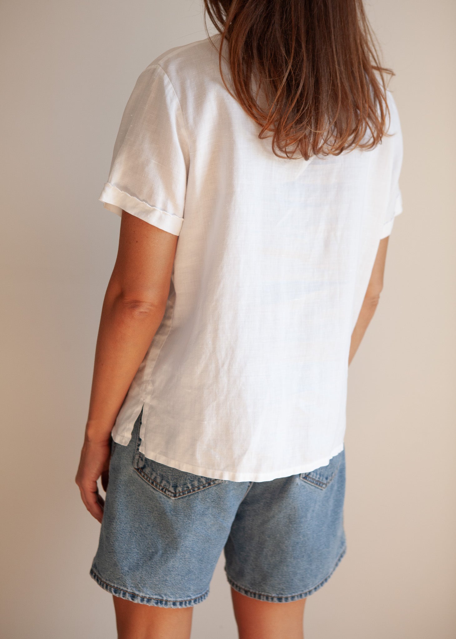 White Spanish Linen Shirt with Hand Embroidery