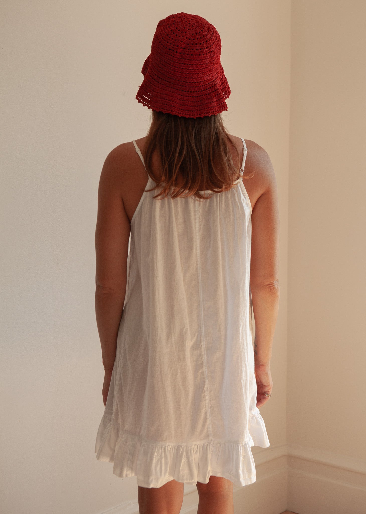 White Cotton Embroidered Dress
