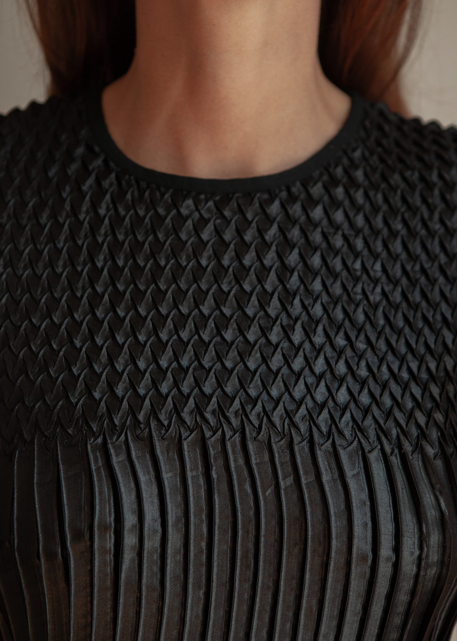 Black Textured Short-Sleeve Top