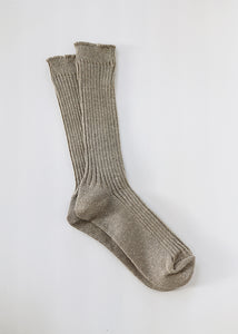 Ichi Antiquites - Linen Rib Socks in Natural Linen