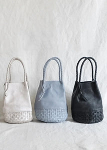 Ichi Antiquities - Leather Small Basket Bag in Black