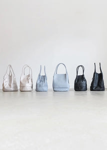 Ichi Antiquities - Leather Small Basket Bag in Pearl