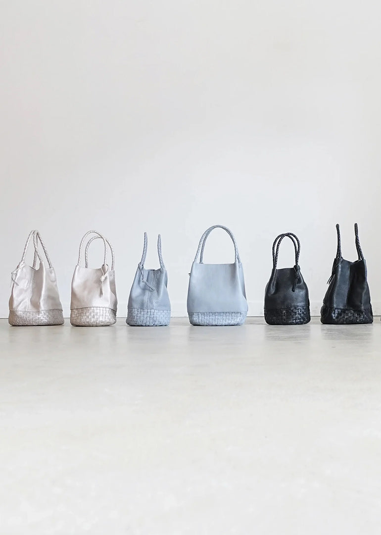 Ichi Antiquities - Leather Small Basket Bag in Pearl