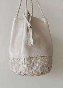 Ichi Antiquities - Leather Small Basket Bag in Pearl