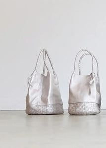 Ichi Antiquities - Leather Small Basket Bag in Pearl