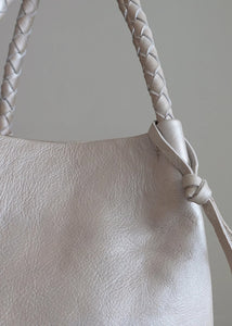 Ichi Antiquities - Leather Small Basket Bag in Pearl