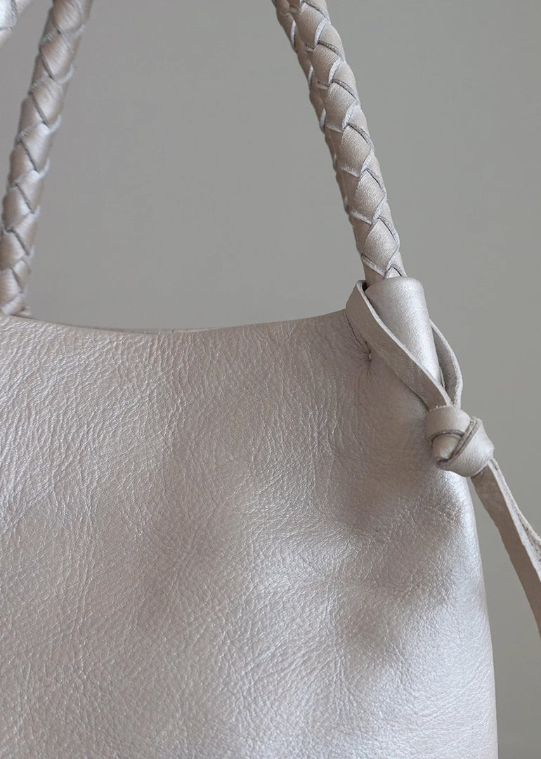 Ichi Antiquities - Leather Small Basket Bag in Pearl