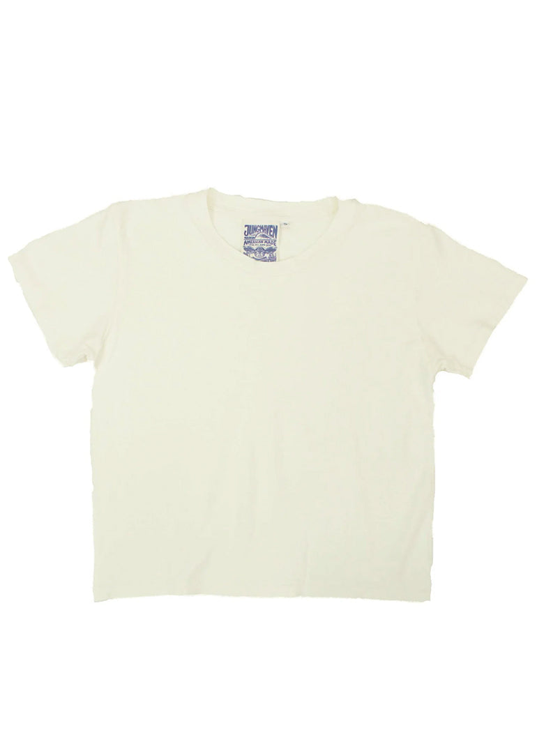 Jungmaven - Cropped Lorel Tee in Washed White