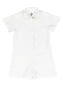 Jungmaven Stillwater Polo Romper in Washed White