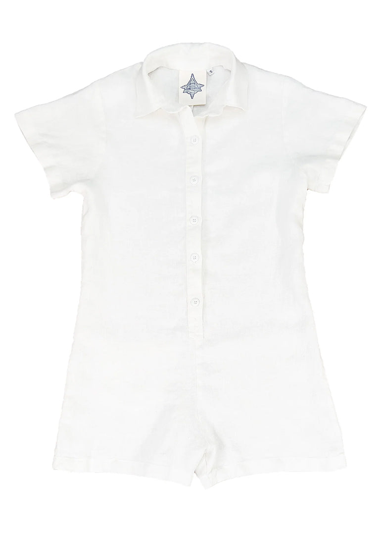 Jungmaven Stillwater Polo Romper in Washed White